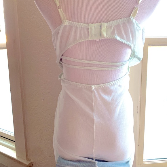 Powder blue & White Sheer & Lace Chemise with Adjustable Straps 2X - Picture 10 of 11